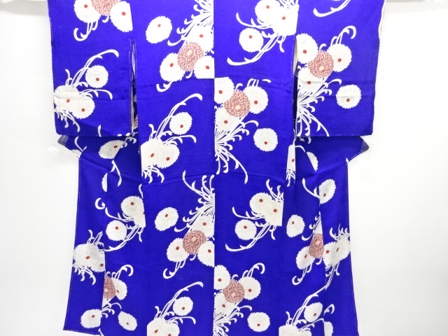 JAPANESE KIMONO / ANTIQUE TAISHO ROMANTIC CHRYSANTHEMUM PATTERN KIMONO